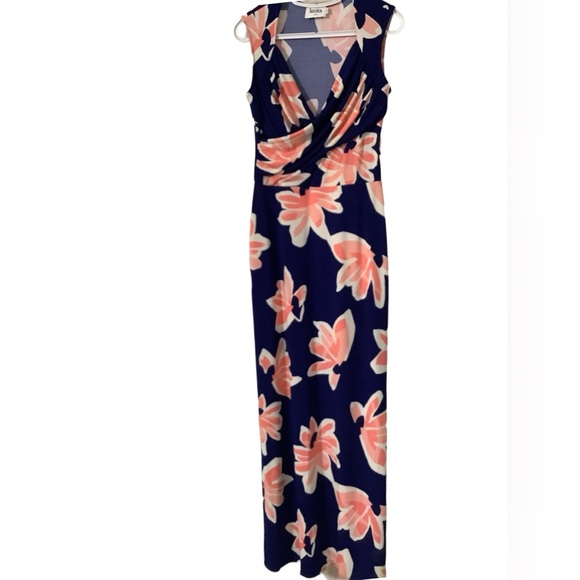 LEOTA Navy Blue Water Lily Maxi Dress SIZE MEDIUM - Picture 2 of 12